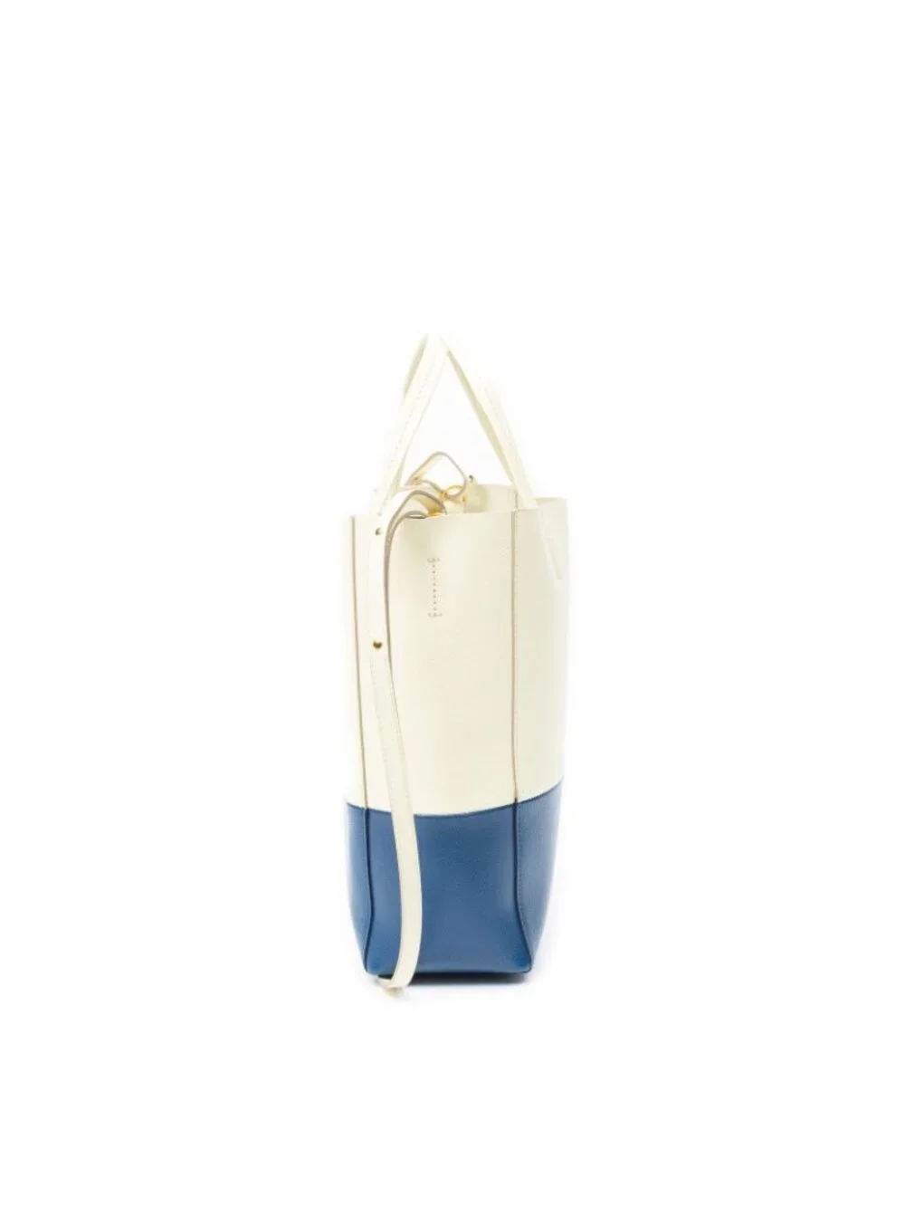 Celine Small Vertical Cabas Tote Ivory Blue Gray Leather